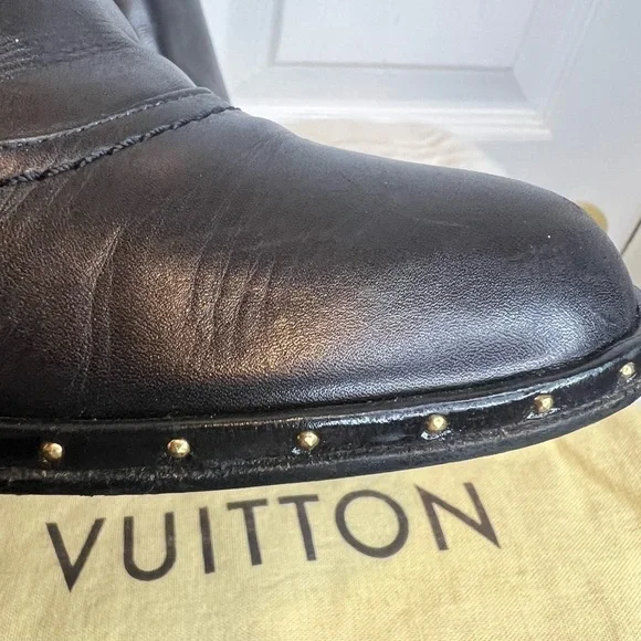 ❤️ LOUIS VUITTON🌷HOST PICK🌷LEATHER ANKLE BOOTS BLACK 6.5 (36.5) - Picture 5 of 16